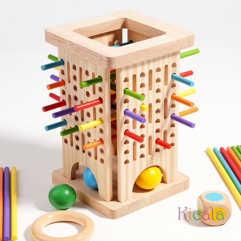 Dice Tower Wooden - Montessori Game Wooden Board Game Wooden