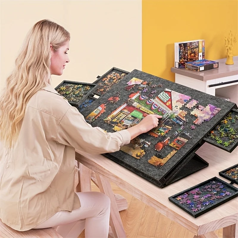 Board Game For 2 People - 6-Drawer 1500pcs Jigsaw Puzzle Table, Felt