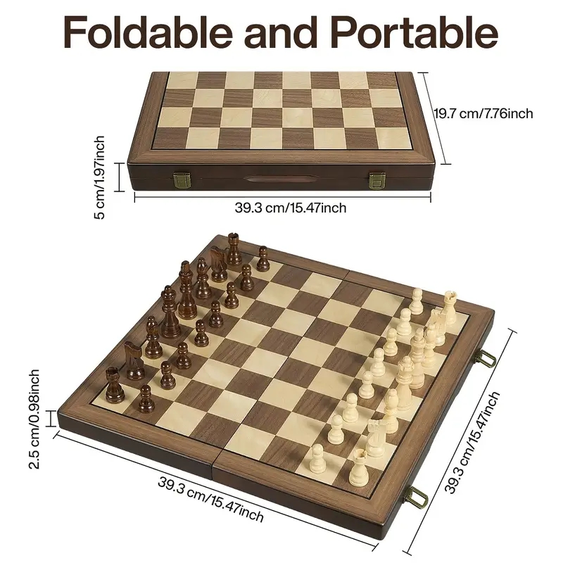 39.3cm/15.47inch magnetic wood - đánh giá và giá Magnetic Travel Chess